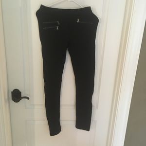 BCBG MAXAZRIA XS Black Leggings with White Stripe